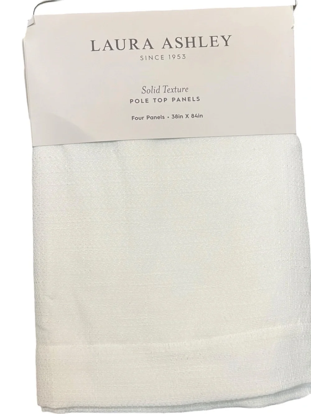Laura Ashley Solid Texture Pole Top Curtain Panels 4 Pack 38x84 Ivory NIP
